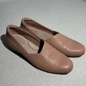 Clarks Tan Flats Versatile Slip-On Comfort